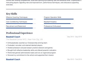 High School Baseball Coach Resume Sample Baseball Coach Resume Example with Content Sample Craftmycv