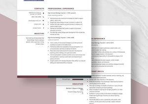 High School Biology Teacher Resume Sample High School Biology Teacher Resume Template – Word, Apple Pages … High School Biology Teacher Resume Sample High School Biology Teacher Resume Template – Word, Apple Pages …