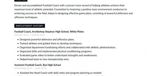 High School Football Coach Resume Sample Football Coach Resume Examples & Writing Tips 2021 (free Guide)