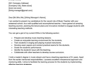 High School Music Teacher Resume Sample Music Teacher Cover Letter Examples – Qwikresume