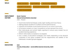 High School Music Teacher Resume Sample Sample Resume Of Music Teacher with Template & Writing Guide …