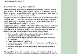 High School softball Coach Resume Sample assistant softball Coach Cover Letter Examples – Qwikresume