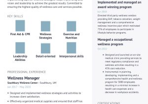 Holistic Wellness Medical Director Specialist Sample Resume Wellness Manager Resume Example with Content Sample Craftmycv