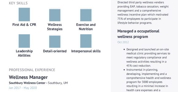 Holistic Wellness Medical Director Specialist Sample Resume Wellness Manager Resume Example with Content Sample Craftmycv