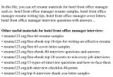 Hotel assistant Front Office Manager Resume Sample top 8 Hotel Front Office Manager Resume Samples