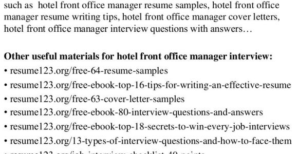 Hotel assistant Front Office Manager Resume Sample top 8 Hotel Front Office Manager Resume Samples