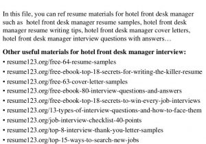 Hotel Front Desk Manager Resume Sample top 8 Hotel Front Desk Manager Resume Samples