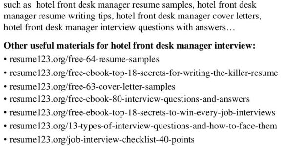 Hotel Front Desk Manager Resume Sample top 8 Hotel Front Desk Manager Resume Samples