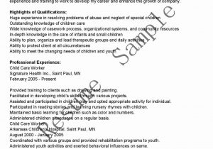 In Home Child Care Provider Resume Sample Child Care Worker Resume Fresh Resume Samples Child Care Worker …