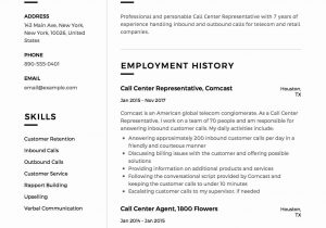Inbound Customer Service Representative Resume Sample Call Center Representative Resume Elegant Call Center …