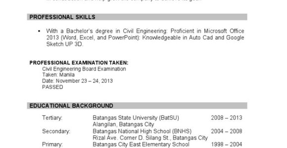 Independent Structural Engineer Sample Resume Philippines Sample Resume for Fresh Graduate Pdf