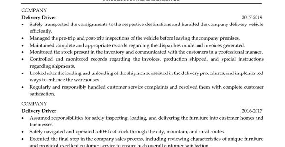 Independent Tire Delivery Contractor Resume Samples Delivery Driver Resume Examples Resumegets.com