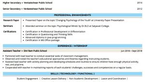 Indian Primary School Teacher Resume Sample Sample Resume Of Primary School Teacher (tgt) with Template …