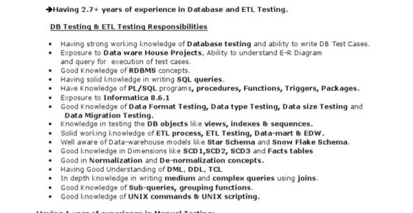 Informatica 2 Years Experience Sample Resume Sample Resume for Etl Testing 2lancarrezekiqyrs Pdf Regression Analysis …