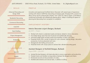 Interior Designer Resume Samples for Usa Interior Decorator Resume Example & Writing Guide Â· Resume.io