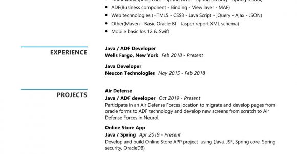 Java 1 Year Experience Resume Sample Java Developer Resume Sample & Writing Tips 2020 – Resumekraft