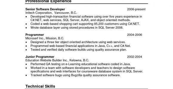 Java Developer Resume Sample for Fresher Sample Resume for Java Developer Fresher Unique Sql Developer …