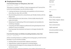 Junior Front End Web Developer Resume Sample 17 Front-end Developer Resume Examples & Guide Pdf 2022