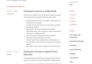Kindergarten Teacher Resume Sample No Experience Kindergarten Teacher Resume & Writing Guide  12 Examples 2020
