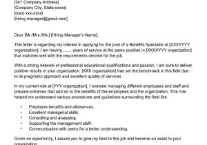 Knowledge Of Employee Benefits On Resume Sample Benefits Specialist Cover Letter Examples – Qwikresume