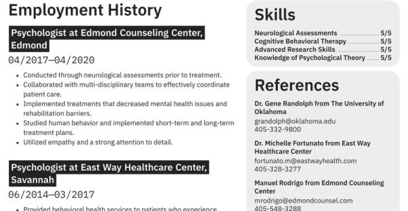 Latest Resume Samples for Industrial and organizational Psychologist Paychologist Resume Example & Writing Guide Â· Resume.io