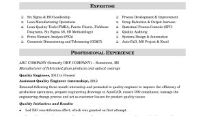 Lean Six Sigma Green Belt Resume Samples Sample Resume for A Midlevel Quality Engineer Monster.com