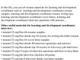 Learning and Development Specialist Resume Sample top 8 Learning and Development Coordinator Resume Samples