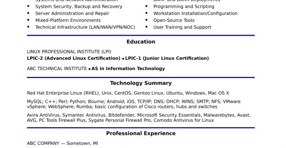 Linux System Administrator Sample Resume 2 Years Experience Sample Resume for A Midlevel Systems Administrator Monster.com