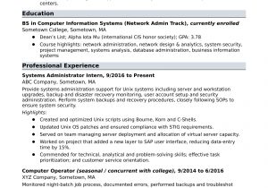 Linux System Administrator Sample Resume 2 Years Experience Sample Resume for An Entry-level Systems Administrator Monster.com