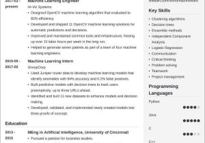 Machine Learning Sample Resume for Freshers Machine Learning Resume Examples [also for An Engineer]