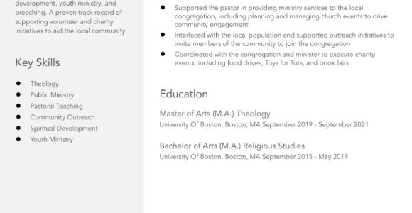 Masters Degree In theology Sample Resume Pastor Resume Examples In 2022 – Resumebuilder.com