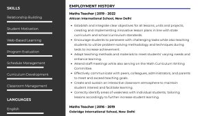 Math Teacher Resume Sample In India Sample Resume Of Maths Teacher with Template & Writing Guide …