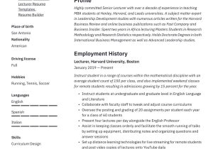 Mathematics Phd to Industry Resume Samples Lecturer Resume & Writing Guide  18 Free Examples 2020