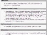 Mba Hr Resume Samples for Experienced Mba Hr 1 Year Experience Resume