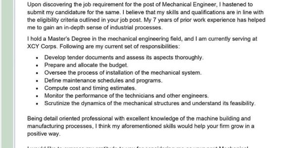 Mechanical Engineering Resume Cover Letter Samples Mechanical Engineer Cover Letter Examples – Qwikresume
