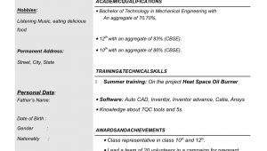 Mechanical Engineering Resume Sample for Freshers Resume Templates for Mechanical Engineer Freshers