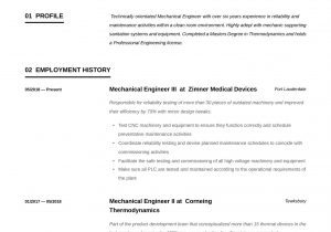 Mechanical Engineering Work Experience Resume Sample Mechanical Engineer Resume Template Engineering Resume Templates …