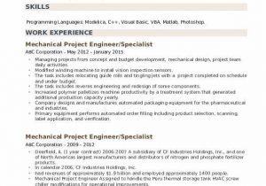 Mechanical Project Engineer Resume Sample Pdf Mechanical Project Engineer Resume Samples
