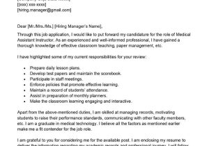 Medical assistant Sample Cover Letter for Resume Medical assistant Instructor Cover Letter Examples – Qwikresume