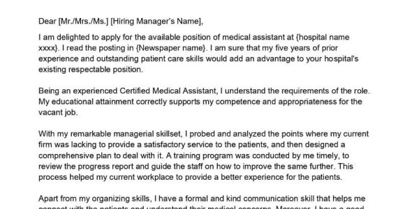 Medical assistant Sample Resume Cover Letter Certified Medical assistant Cover Letter Examples – Qwikresume