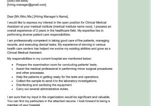 Medical assistant Sample Resume Cover Letter Clinical Medical assistant Cover Letter Examples – Qwikresume