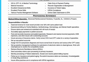 Medical Billing and Coding Resume Templates Medical Biller Resume Examples Awesome Exciting Billing Specialist …