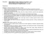 Medical Billing and Coding Resume Templates Medical Billing Resume
