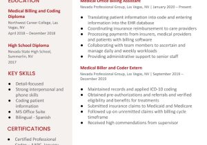 Medical Billing and Coding Specialist Sample Resume Medical Billing and Coding Specialist Resume Examples In 2022 …