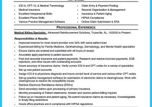 Medical Billing and Coding Specialist Sample Resume some People are Trying to Get the Billing Specialist Job. if You …