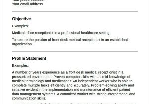Medical Front Desk Receptionist Resume Sample 5 Medical Receptionist Resume Templates Pdf Doc