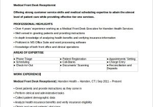 Medical Front Desk Receptionist Resume Sample Free 6 Sample Medical Receptionist Resume Templates In Ms