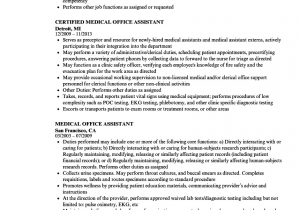 Medical Office Administrative assistant Resume Sample Medical Fice assistant Job Description Resume