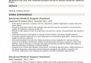 Medical Support assistant Federal Resume Sample Advanced Medical Support assistant Resume Samples