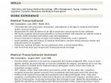 Medical Transcriptionist Resume Sample No Experience Medical Transcriptionist Resume Samples